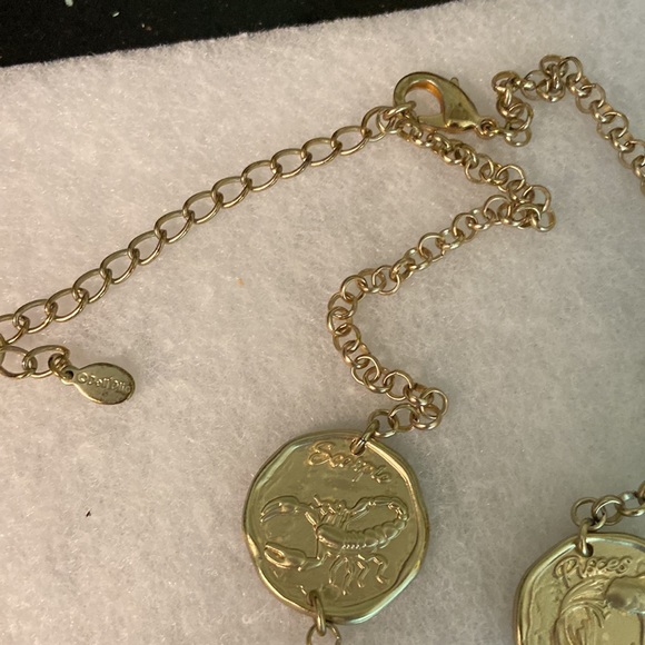 Linea by Louis Dell 'Olio Zodiac Medallion Reversible Goldtone Necklace w Stones - Picture 12 of 13